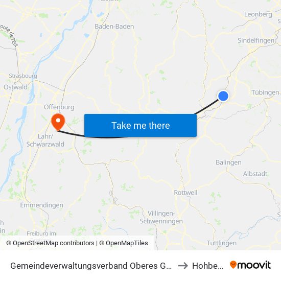 Gemeindeverwaltungsverband Oberes Gäu to Hohberg map