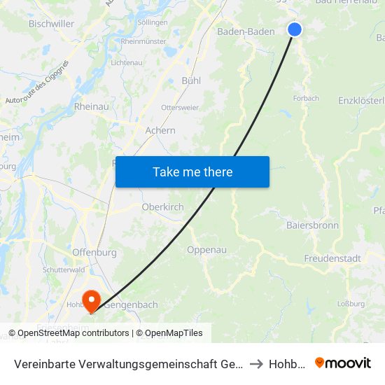 Vereinbarte Verwaltungsgemeinschaft Gernsbach to Hohberg map