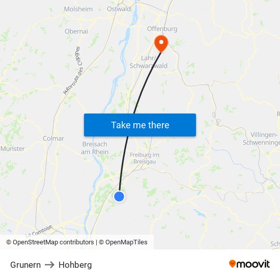 Grunern to Hohberg map