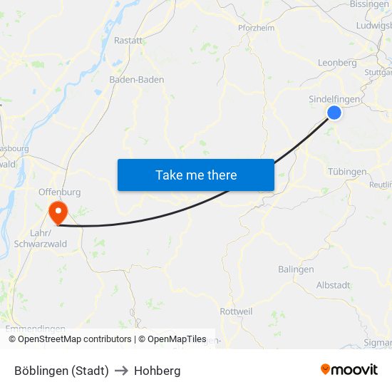 Böblingen (Stadt) to Hohberg map