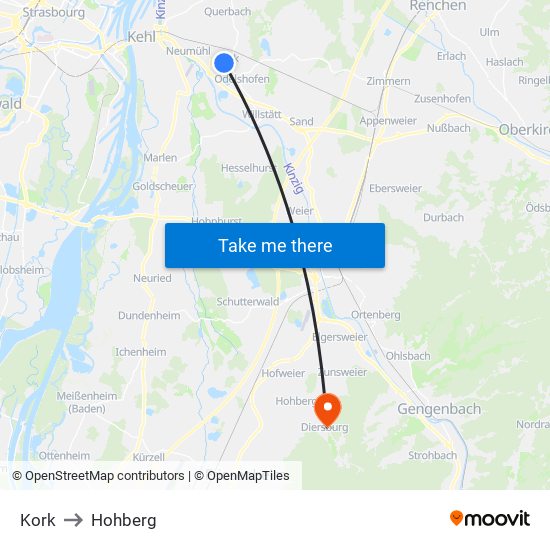 Kork to Hohberg map