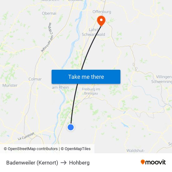 Badenweiler (Kernort) to Hohberg map