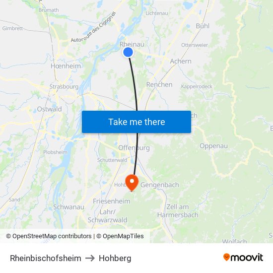 Rheinbischofsheim to Hohberg map