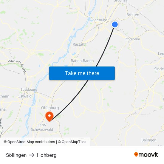 Söllingen to Hohberg map