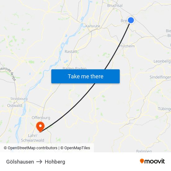 Gölshausen to Hohberg map