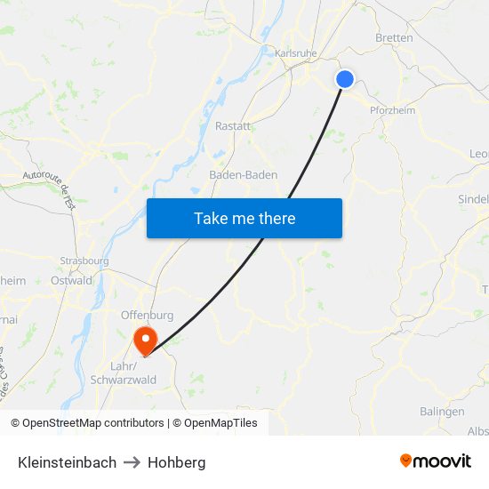 Kleinsteinbach to Hohberg map