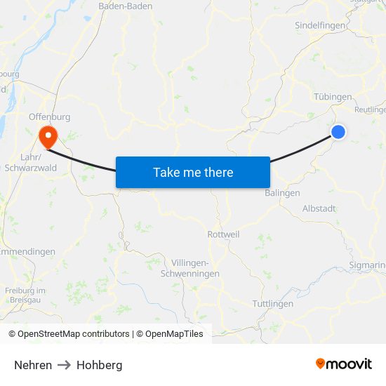 Nehren to Hohberg map
