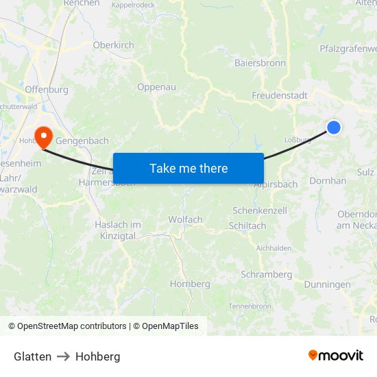 Glatten to Hohberg map