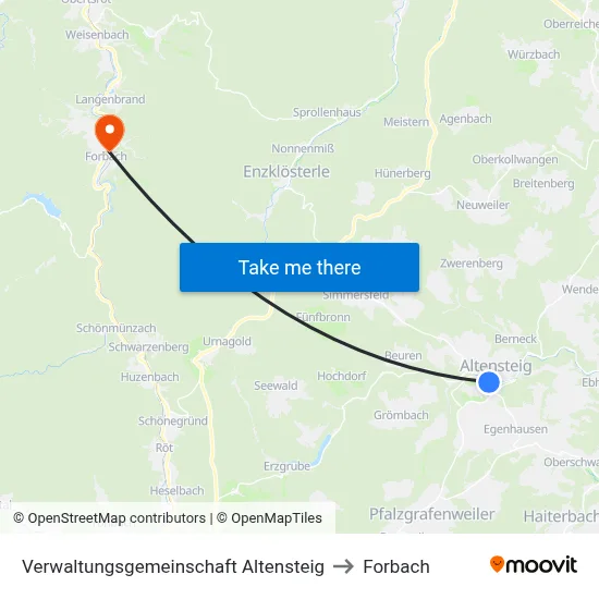 Verwaltungsgemeinschaft Altensteig to Forbach map