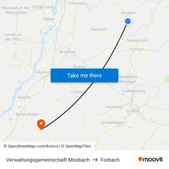 Verwaltungsgemeinschaft Mosbach to Forbach map