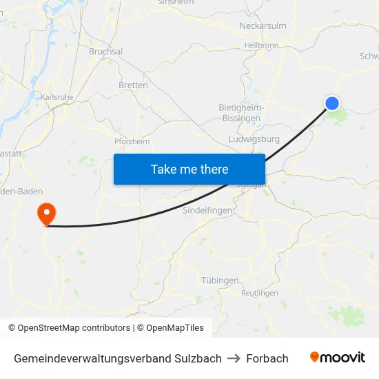 Gemeindeverwaltungsverband Sulzbach to Forbach map