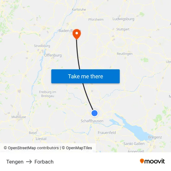 Tengen to Forbach map
