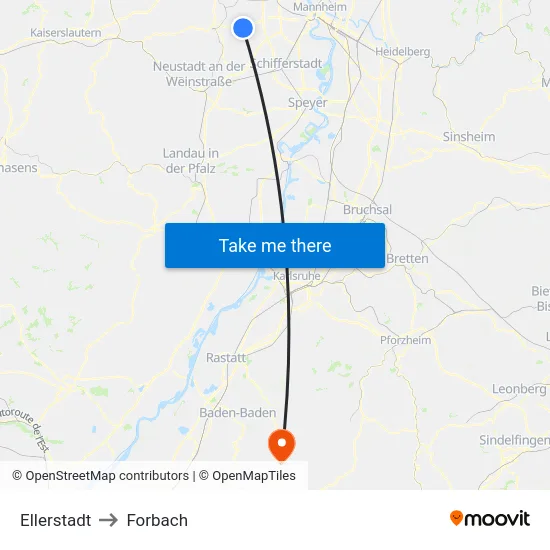 Ellerstadt to Forbach map
