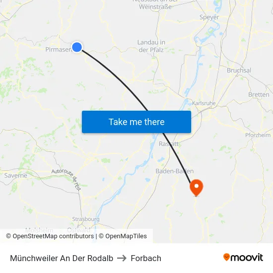 Münchweiler An Der Rodalb to Forbach map