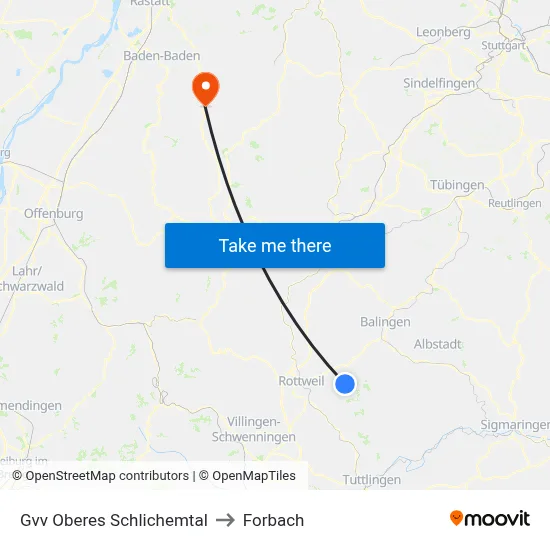 Gvv Oberes Schlichemtal to Forbach map