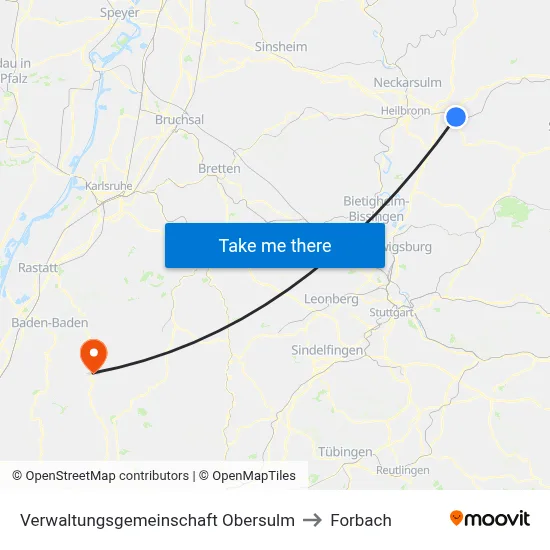 Verwaltungsgemeinschaft Obersulm to Forbach map