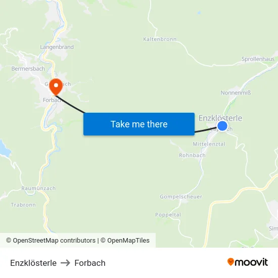 Enzklösterle to Forbach map