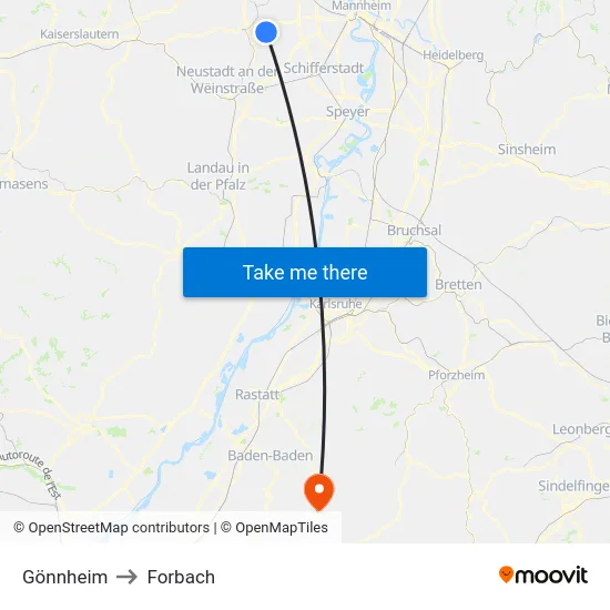Gönnheim to Forbach map