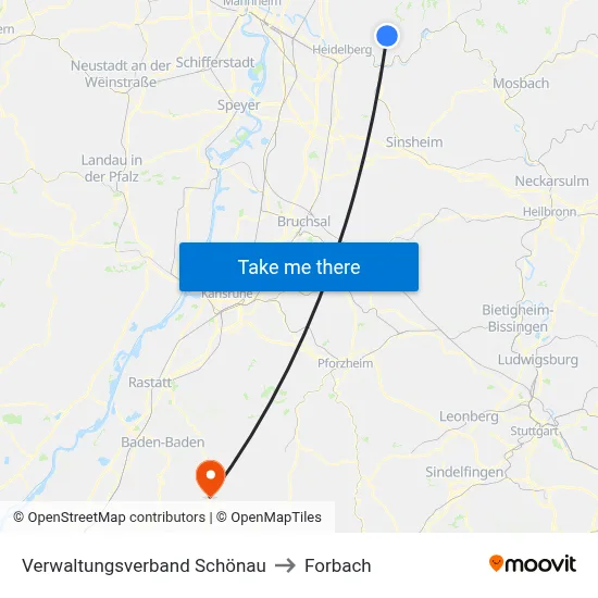 Verwaltungsverband Schönau to Forbach map