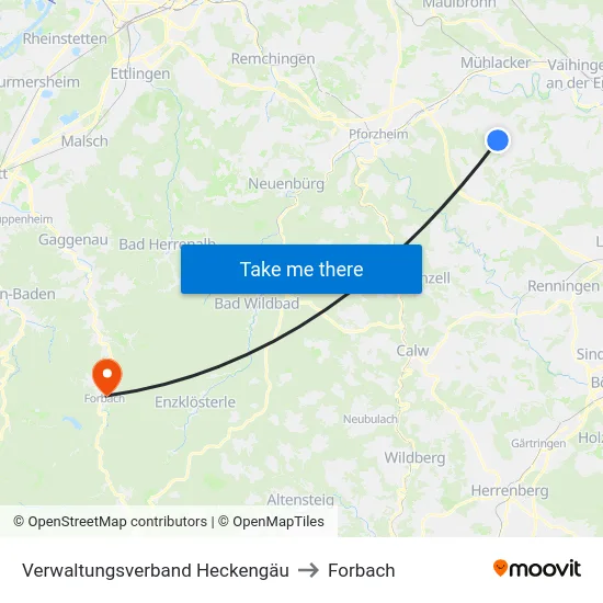 Verwaltungsverband Heckengäu to Forbach map