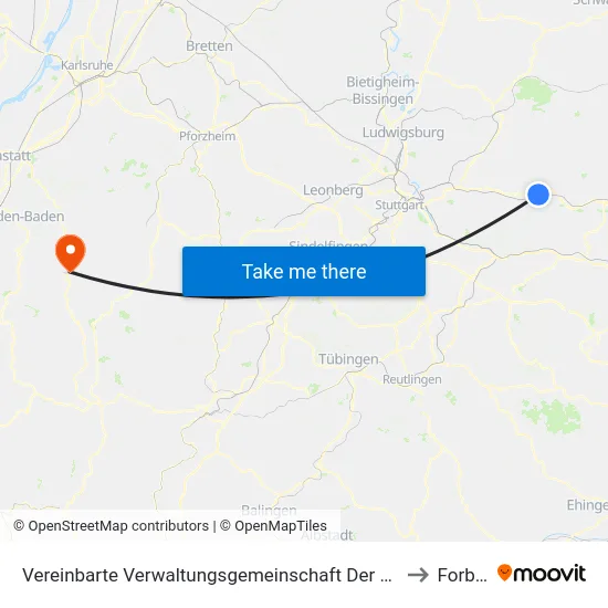 Vereinbarte Verwaltungsgemeinschaft Der Stadt Schorndorf to Forbach map