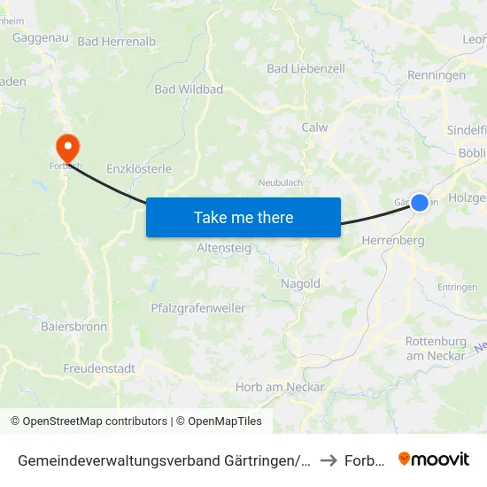 Gemeindeverwaltungsverband Gärtringen/Ehningen to Forbach map