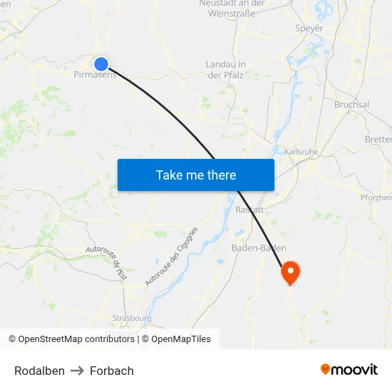 Rodalben to Forbach map