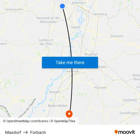 Maxdorf to Forbach map