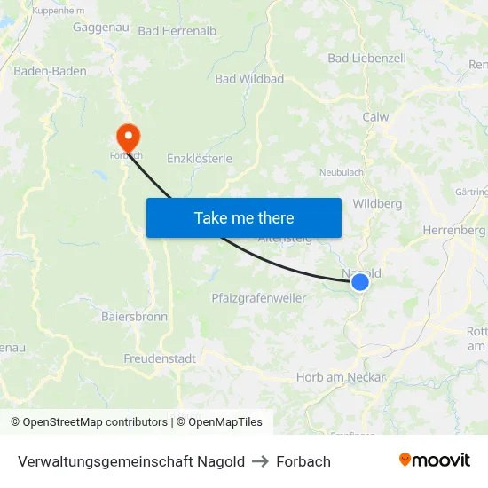Verwaltungsgemeinschaft Nagold to Forbach map