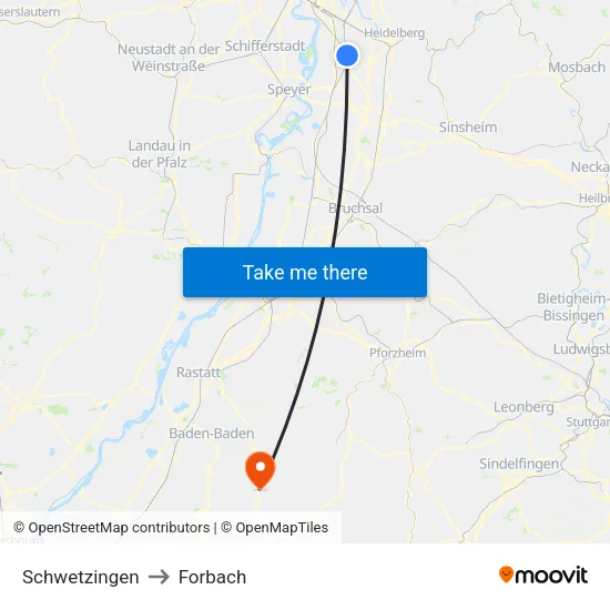 Schwetzingen to Forbach map