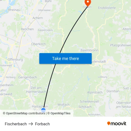 Fischerbach to Forbach map