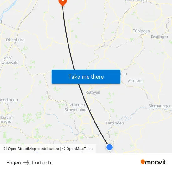 Engen to Forbach map