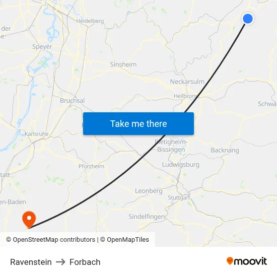 Ravenstein to Forbach map