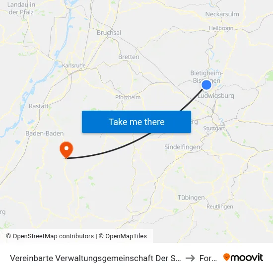 Vereinbarte Verwaltungsgemeinschaft Der Stadt Bietigheim-Bissingen to Forbach map