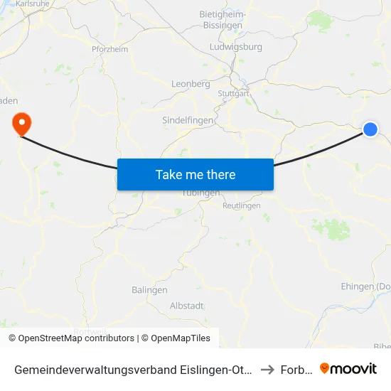 Gemeindeverwaltungsverband Eislingen-Ottenbach-Salach to Forbach map
