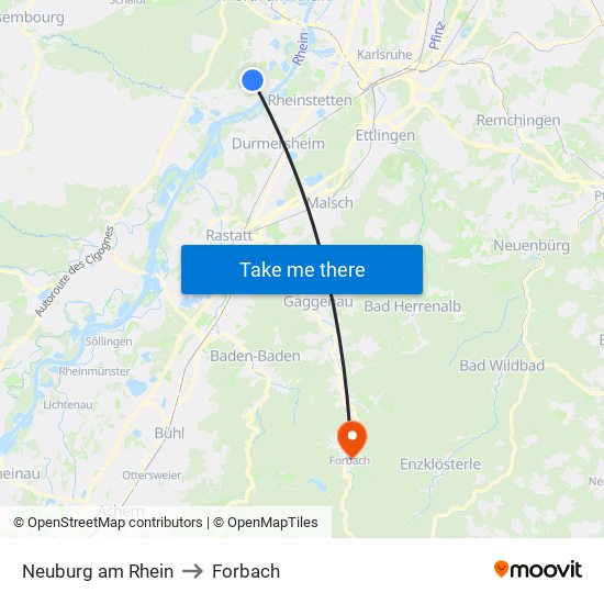 Neuburg am Rhein to Forbach map