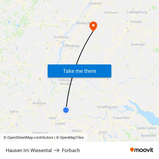 Hausen Im Wiesental to Forbach map