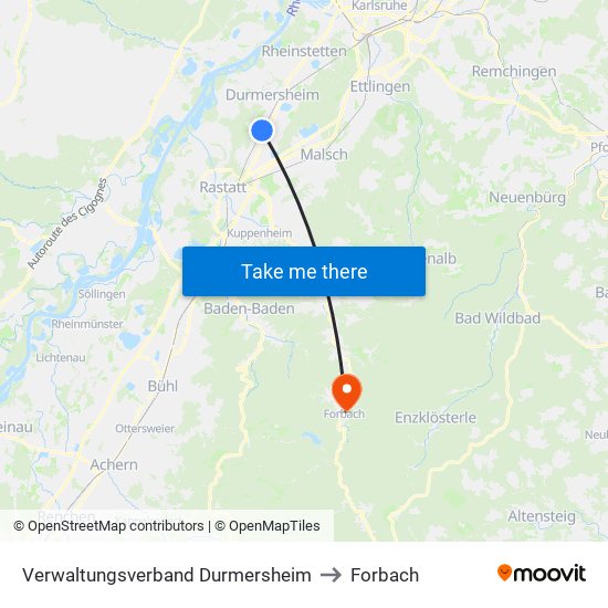 Verwaltungsverband Durmersheim to Forbach map