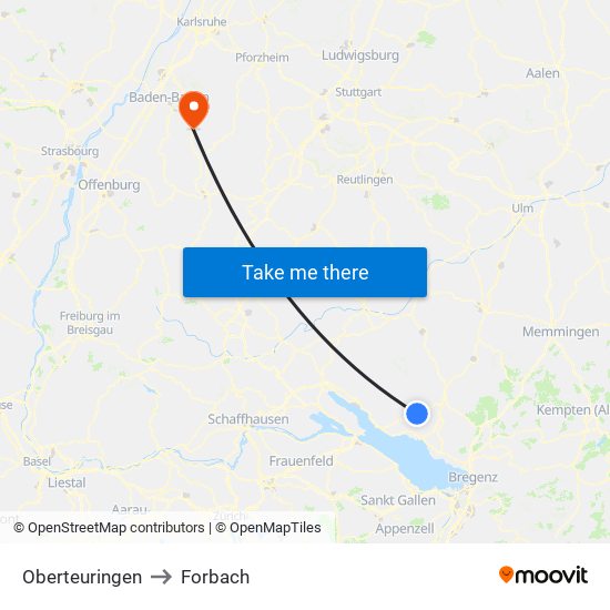 Oberteuringen to Forbach map