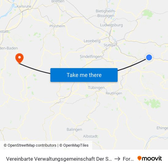 Vereinbarte Verwaltungsgemeinschaft Der Stadt Ebersbach An Der Fils to Forbach map