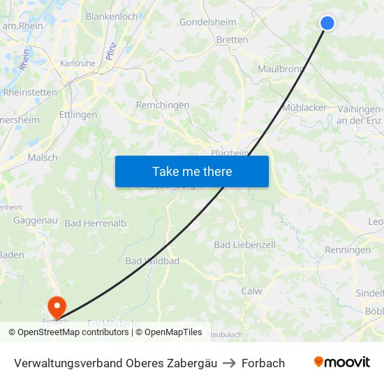 Verwaltungsverband Oberes Zabergäu to Forbach map