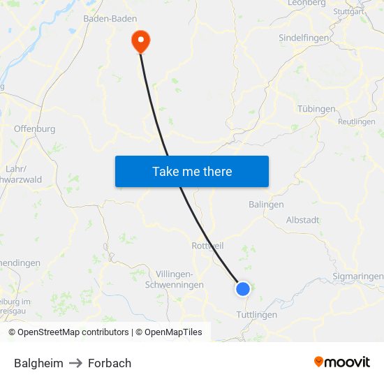 Balgheim to Forbach map