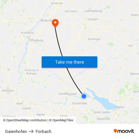 Gaienhofen to Forbach map