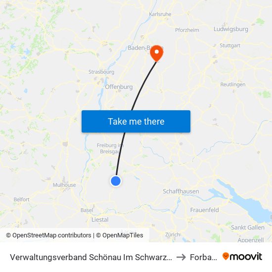 Verwaltungsverband Schönau Im Schwarzwald to Forbach map