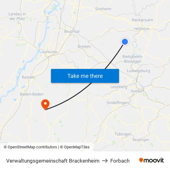 Verwaltungsgemeinschaft Brackenheim to Forbach map