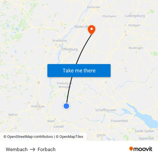 Wembach to Forbach map