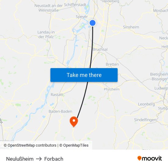 Neulußheim to Forbach map