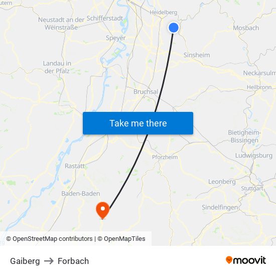 Gaiberg to Forbach map
