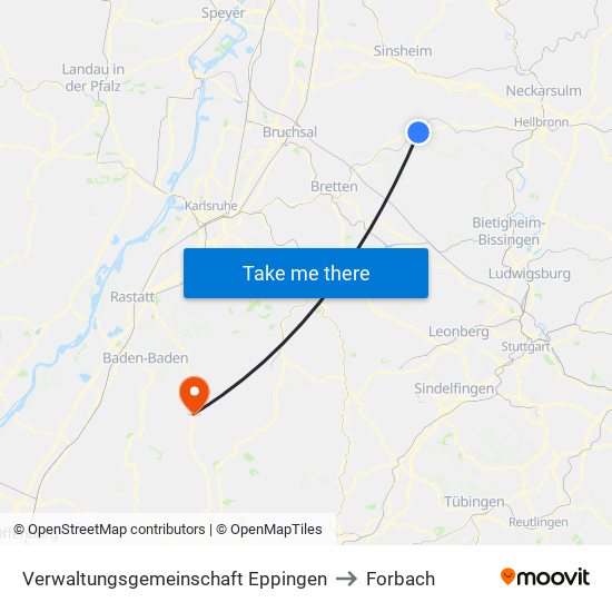 Verwaltungsgemeinschaft Eppingen to Forbach map