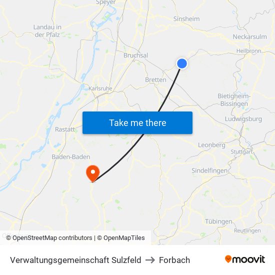 Verwaltungsgemeinschaft Sulzfeld to Forbach map